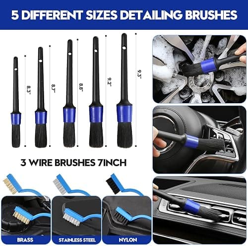 Qydipclin 45Pcs Car Detailing Kit, Car Detailing Brush Set, Car Wash Cleaning Kit, Car Detailing Brushes, Professional Car Care Kit for Interior Exterior Wheels, Blue thumbnail 8