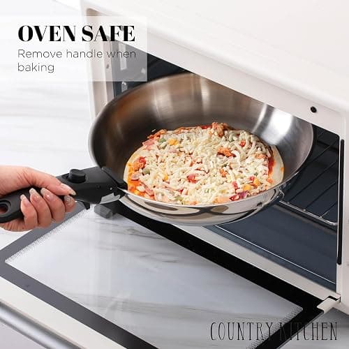 Country Kitchen Cookware Set with Removable Handle, Oven & RV Safe Pots and Pans Set, Stainless Steel, Original thumbnail 6