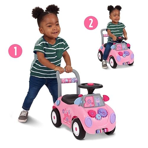 Radio Flyer Busy Buggy Ride On Toy Car with 17 Interactive Activities, Sit-to-Stand for Ages 1-3, Features Built-in Storage, Walk or Ride Options for Toddler Development and Play thumbnail 3