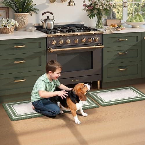 KIMODE Kitchen Mats Cushioned Anti Fatigue, Farmhouse Christmas Kitchen Rugs Sets of 2, Non Slip Kitchen Mats for Floor, Comfort Kitchen Floor Mats for Sink Laundry Desk 17"x47"+17"x29" Green thumbnail 9