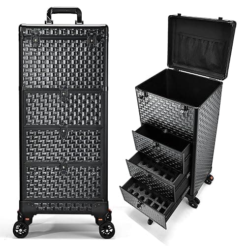 Yueieoun Salon Cart with 3 Drawers, Nail Trolley Cart with Wheels Salon Station Rolling Makeup Train Case Cosmetology Case Organizer Cases for Nail Tech,SPA,Face Painting,Hairstylist,Makeup Artist - Image 1