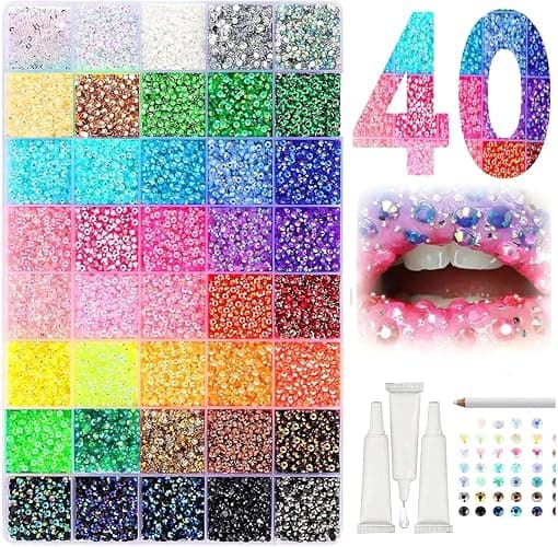 Bedazzler Kit with Rhinestones, Colorful DIY Resin Rhinestone Kit for Bedazzling, Resin Jelly Rhinestones for Bedazzling Kit for Diamond Art Bedazzled Nail Art Crafting Makeup (32000) - Image 1