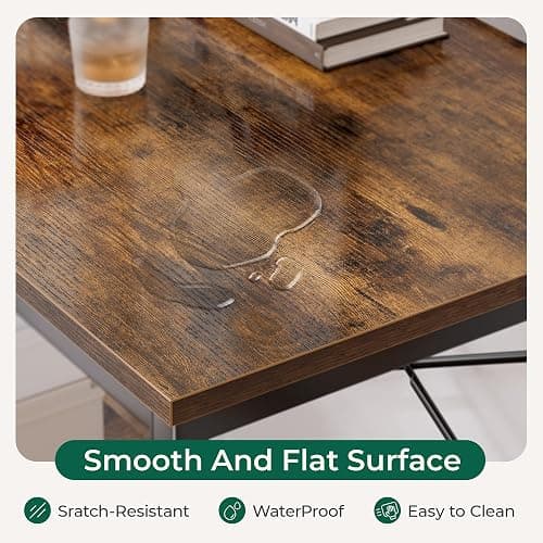 Huuger 47 Inches L Shaped Desk, Computer Desk with Reversible Storage Shelves, for Gaming Corner Home Office Writing Study, Metal Frame, Rustic Brown thumbnail 7