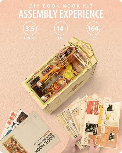 Wowood DIY Book Nook Floral Corner, 3D Puzzle Book Nook Kits for Adults, Decorative Book Nooks for Bookshelf Miniature Scenes, DIY Crafts/Gifts/Decorations for Teens (Floral Corner) thumbnail 8