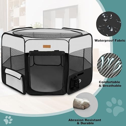 Dog Playpen, Portable Pet Play Pen for Cat, Puppies, Rabbits, Chickens, Foldable Large-Capacity Pet Tent for Indoor/Outdoor Travel Camping thumbnail 3