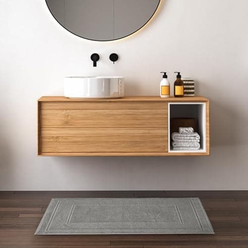 Avalon Towels Bath Mats for Bathroom - Absorbent Bathroom Mats Quick Dry Bath Mat - 100% Cotton Bath Mats Soft Bathroom Floor Mat - Grey Bath Mat Absorbent Bath Mat Set of 2 (22x34 Inches) thumbnail 5