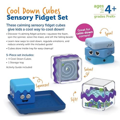 Learning Resources Cool Down Cubes Sensory Fidget Toys - Quiet Fidgets for Kids, Toddlers, and Adults - Calming Corner Items for Classroom or Home, Small Tactile Tools for Play, Focus, and Travel thumbnail 6