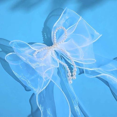 SIELUNO Bow Curtain Tiebacks 2 Pcs,Butterfly Curtain Ties with Pearls,Bowknot Curtain Ties for Home Decorative-pink-86cm(33.86in) thumbnail 6