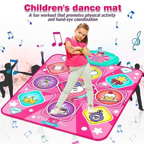 Unicorn Dance Mat for Girls, Dancing Game Pad B-day Gifts for Kids Ages 3+ | Pink Dance Pad with LED Lights, Adjustable Volume, Built-in Music, 5 Game Modes, Xmas B-day Gifts thumbnail 6