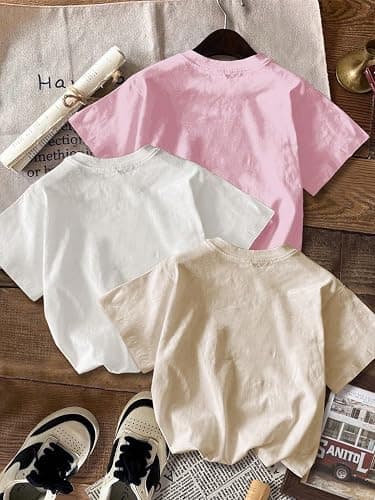 QJQ Girl's 3 Piece Set Bow Cherry Graphic T Shirts Short Sleeve Crewneck Tees Summer Trendy Preppy Cute Tops Clothes thumbnail 2