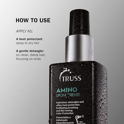 TRUSS Amino Heat Protection Spray for Hair - Anti Frizz Leave In Hair Spray - Infused with Essential Oils to Hydrate & Replenish Amino Acids - Color Safe Heat Protectant & Detangler (7.61 oz) thumbnail 4