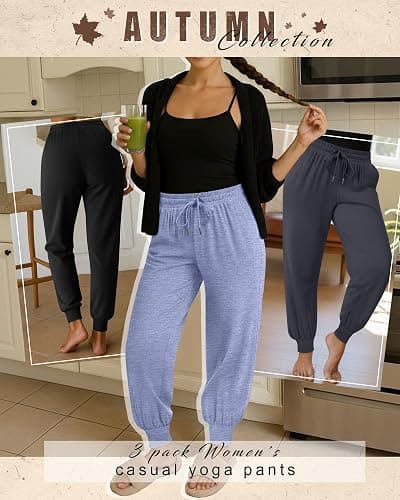 Evervibe 3Pack Women's Plus Size Sweatpants with Pockets Drawstring Elastic Waist Joggers Lounge Running Yoga Pants Trousers thumbnail 2