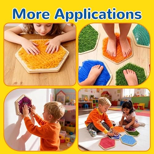 LILXIU 16 PCS Sensory Wall Panel with 9 Wooden Frame Replaceable Flip Sequin Board Textured Sensory Mats for Wall and Floor Early Learning Fidgeting Activity thumbnail 7