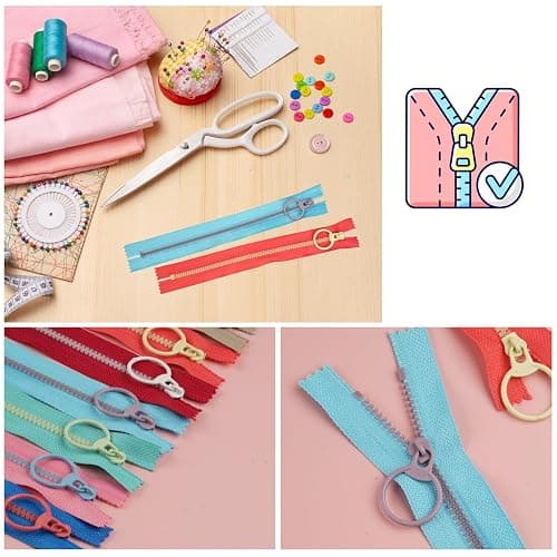 20 Stück Reißverschluss 20cm,3.2cm Breit Harz Reissverschluss | 10 Farben Reißverschlüsse mit Metall Ring für Nähen, Kleidung, Tasche, Handwerk thumbnail 6