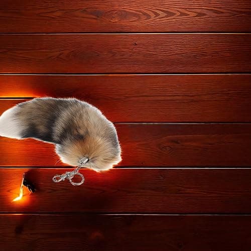 Iivos Fluffy Therian fox Tail Keychain - Soft Fur, Realistic Colors, Durable, Perfect for Cosplay, Renaissance Fairs thumbnail 4