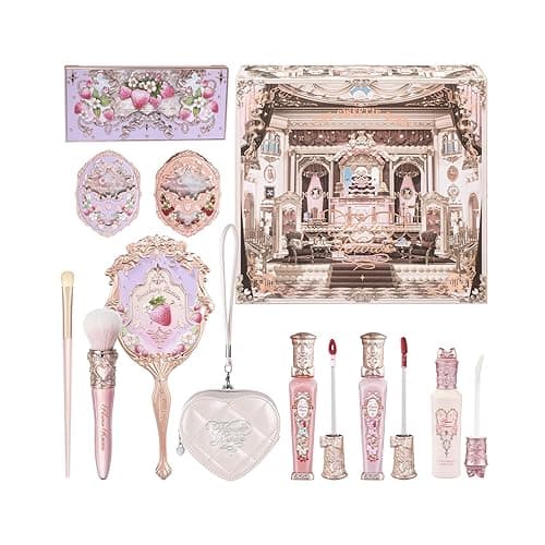 Flower Knows Rococo Delight 11-Piece Makeup Gift Box Set,Includes Makeup Palette,Blush,Highlighter,Lip Gloss,Hand Mirror,Bag Charm,Eyeshadow Brush,Blush Brush,Box,Perfect Anniversary Valentine Gift - Image 1