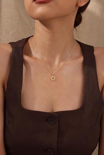 CHESKY Layered Necklaces for Women Trendy, Dainty 14k Gold Plated Pendant Necklace Layering Necklace for Women Non Tarnish Hypoallergenic Sun Gold Necklace Stack Gold Jewelry for Women Gifts thumbnail 4