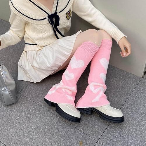 WODECASA Girls Kawaii Leg Warmers Knitted Flared Leg Sleeves Goth Crochet Baggy Cuff Ankle Heap Socks thumbnail 6