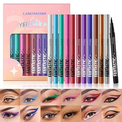 LANGMANNI 12 Colors Matte Liquid Eyeliner Set, Neon Colorful Pigmented With Long-lasting, Smudgeproof & Waterproof Eye Liner Makeup for Bold & Stunning Looks - Gift for Girls - Image 1