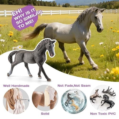 THINKBAY 6PCS 6 Inch Large Horse Figurines - Solid Farm Animal Toys | Realistic Farm Animals, Horse Figurines, Learning Toys for Toddlers, Party Favors, Birthday Gift, Cake Toppers, Gift for Kids thumbnail 3