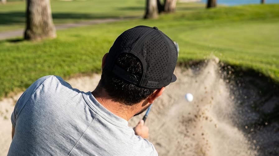 UVCoolix™ Cooling Sweatband Flat Bill Golf Baseball Cap,Breathable Sun Protection,Water-Resistant Snapback Performance Hat thumbnail 6
