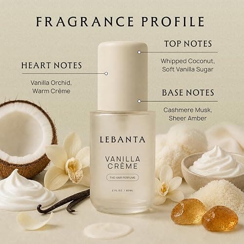 Lebanta Hair Perfume for Women - Odor Eliminator Oil Hair Spray & Body Mist Set - Travel Size Fresh Hair Mist Fragrance Hair Care Gift for Girls, Woman & Teen - 60mL (Vanilla Creme) thumbnail 5