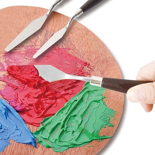 CONDA Palette Knife Painting Stainless Steel Spatula Palette Knife Oil Paint Metal Knives Wood Handle (Red 5 Piece) thumbnail 6