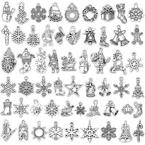 MARFOREVER 120Pcs Christmas Charms for Jewelry Making, Xmas Antique Silver Christmas Charms Holiday Tibetan Bangle Pendants Accessory for DIY Bracelet Necklaces Earrings Making Supplies - Image 1