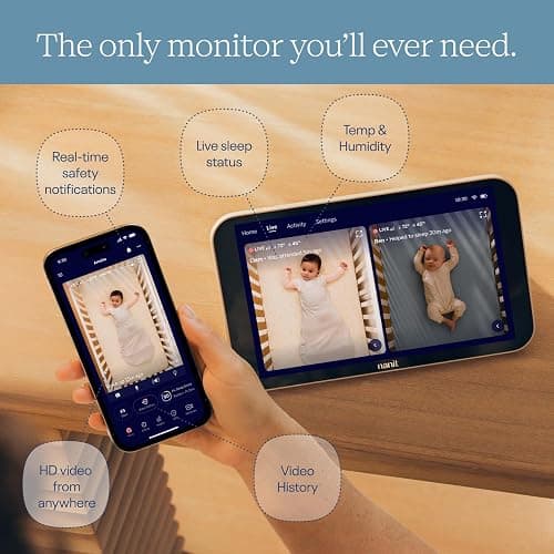 Nanit Smart Baby Video Monitor System with Floor Stand & 8" Display Screen | Crystal-clear video, Real-time notifications, Sleep insights thumbnail 3