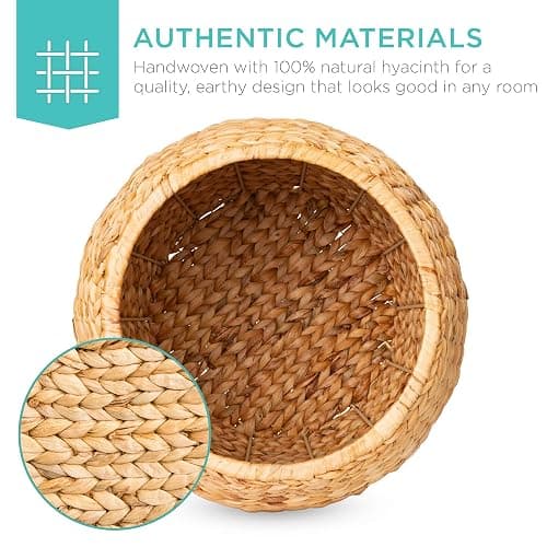 Best Choice Products Vintage Multipurpose Hyacinth Storage Basket, Plant Décor, Handwoven Organizer Tote for Bedroom, Living Room, Bathroom, w/Lid - Natural thumbnail 5