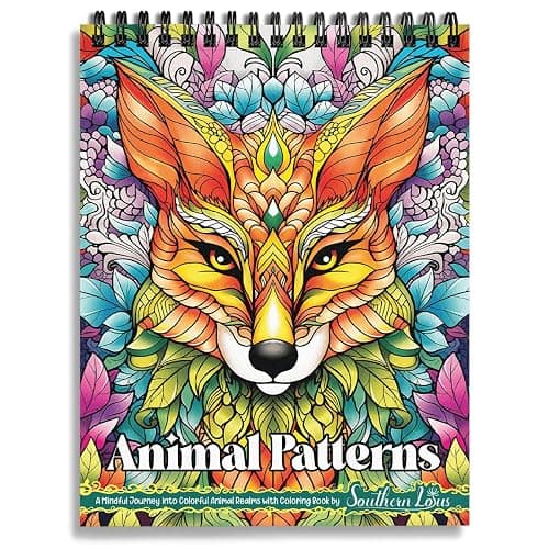 SOUTHERN LOTUS Animal Patterns Spiral Coloring Book Wirebound Hardcover Papers With Relaxing Animals Mandala Drawings Color Pages For Adults Women Seniors Mindfulness Relaxation Anxiety Relief - Image 1