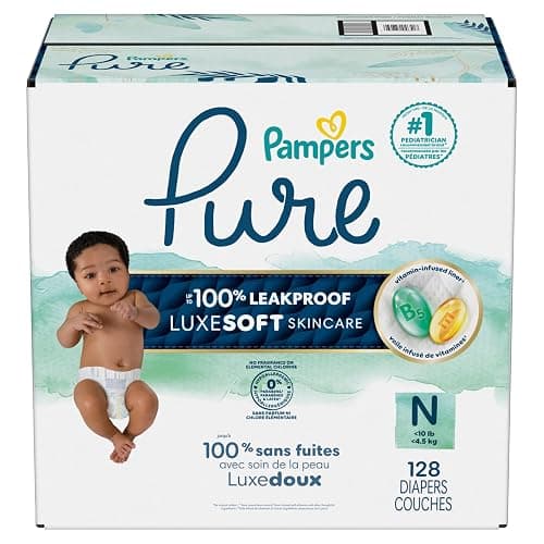 Pampers Pure Protection Baby Diapers, Size 0 (10 lbs ), 128 Count, Up to 100% Leakproof, Premium Plant-based Skin Protection, Hypoallergenic Soft Diapers thumbnail 17