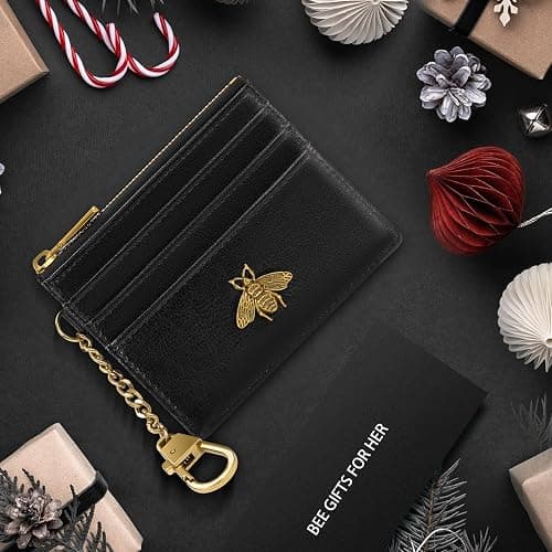 SEAVILIA Card Holder Keychain Wallet for Women with ID Window RFID Coin Purse Bee Gifts Slim Minimalist Small Wallet thumbnail 7