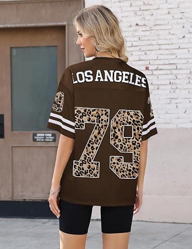 Plameil Jersey Shirts for Women Oversized Graphic Tees Men Y2K Tops V Neck | Short Sleeve, Number Graphic, Football Soccer Shirts, Sporty Style, Cute, Streetwear, Concert Outfits thumbnail 3