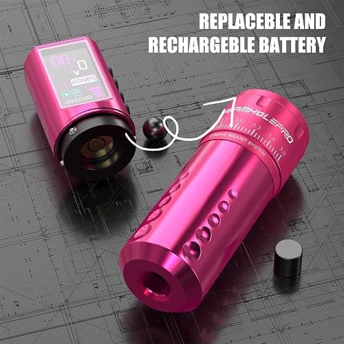 WORMHOLE PRO 7 Adjustable Strokes Tattoo Gun VIRGO Wireless Tattoo Machine with Coreless Motor 1,800 mAh Capacity Replacement Power Supply Digital LED Display Tattoo Pen for Artists CHKP15-A thumbnail 7