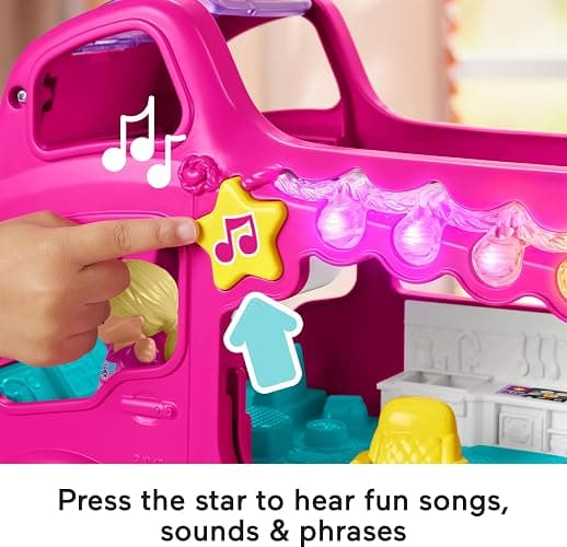 Fisher-Price Little People Toddler Toy Barbie Dreamcamper RV Playset with Music Lights & Figures for Pretend Play Kids Ages 18+ Months thumbnail 3