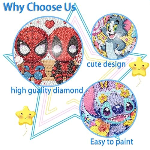 4 Packs Cartoon Diamond Art Kits for Kids,5D DIY Diamond Art Painting Kits for Kids Ages 4-8-12,Mosaic Kits Full Round Drills for Gifts and Home Wall Decor 6X6 Inch thumbnail 6
