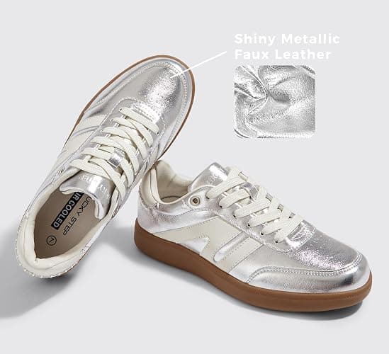 LUCKY STEP Women Classic Retro Gum Sole Fashion Sneakers Casual Tennis Skate Shoe Genuine Leather Walking Footwear Anti Slip Trainers thumbnail 6