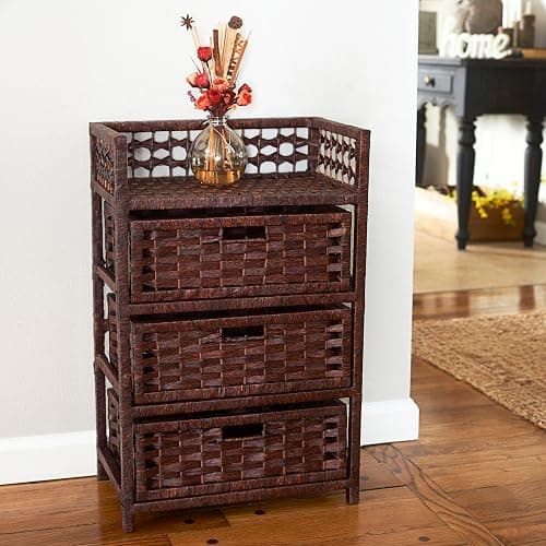 Household Essentials Woven 3 Drawer Chest with Cutout Handles thumbnail 2