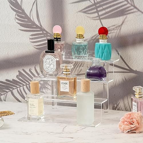 bigantss 9 Inch Acrylic Shelf for Perfume Organizer, 4 Tier Funko POP Shelves, Cologne Organizer Tiered Riser Display Stand, Acrylic Display for Decoration thumbnail 6