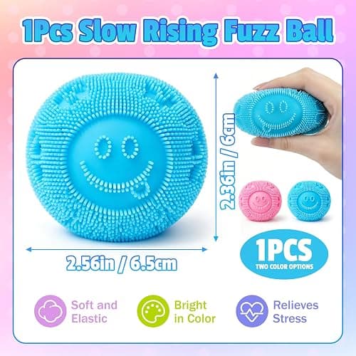 Fuzz Ball Squishy Stress Ball,Fuzzball Squishy,Soft Fidget Toy for Anxiety Relief, Sensory Squishy Ball Calming Tactile Grip for Soft Stress Relief Ball for Kids and Adults (Blue) thumbnail 3
