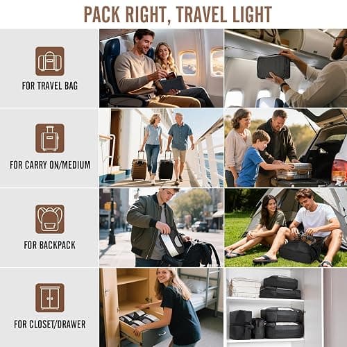 Veken 10 Set/8 Set Packing Cubes for Travel Essentials, Suitcase Organizer Bags in 4 Sizes, Carry-On Luggage Accessories with Large Laundry & Toiletry Bag, Must-Have for Airplane, Road Trip & Camping thumbnail 8