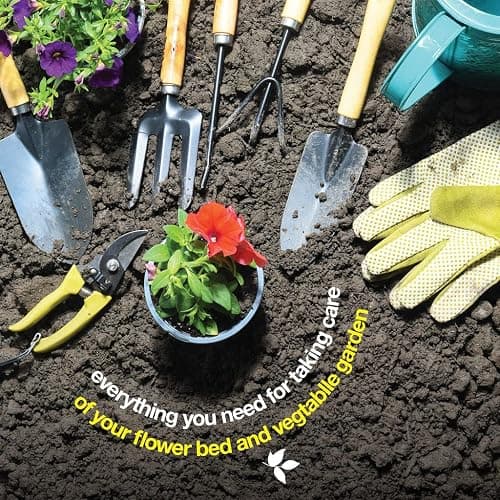 Gardening Tools Set of 10 - Complete Heavy Duty Garden Tools Set with Fashion Handbag - Durable Gardening Supplies Kit Ideal Garden Gifts for Women thumbnail 4