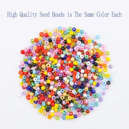 Ybxjges 12000 pcs 3mm Glass Seed Beads 8/0 Small Craft Beads Friendship Bracelet Kit with Jump Rings Lobster Clasp Elastic String for Jewelry Making DIY Bracelets Necklaces Girts for Girls Age 6-12 thumbnail 3