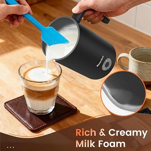 Kourice Milk Frother Electric, 4-in-1 Milk Frother and Steamer for Latte, Cappuccino, Hot & Cold Milk Froth Maker, Automatic Milk Steamer and Frother, Quiet One-Touch Operation, Easy to Clean thumbnail 7
