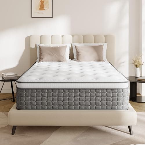 PUBPLON Mattress Queen Size, Medium Firm 12 Inch Mattress with Extra Lumbar & Shoulder Support, Hybrid Mattresses with Gel Memory Foam Pain Relief - Fiberglass Free - No Odor - 365 Night Trial thumbnail 6