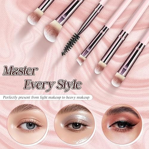 Makeup Brush Set, Premium Synthetic 10 PCS Makeup Brushes, Travel Makeup Brush Set with Soft Hairs, Makeup Brushes Set Professional for Blush, Eyeliner, Eyeshadow, Concealer, and Foundation (Pink) thumbnail 3