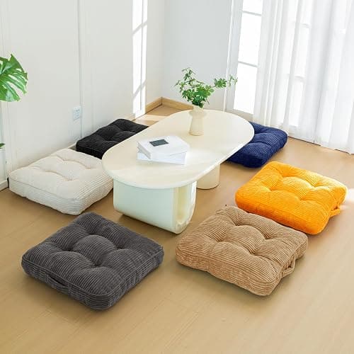 HIGOGOGO Washable Floor Pillow Cushion for Adults, Meditation Cushion Pillow, Large Square Floor Sitting, Removable Tufted Corduroy Cover, for Tatami Living Room or Yoga, 22x22 Inch, Machine Washable thumbnail 7
