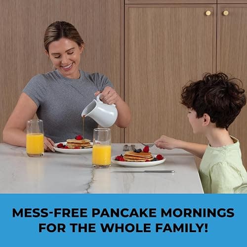 Pancake Batter Dispenser - Kitchen Must Have Tool for Perfect Pancakes, Cupcake, Waffle, Muffin Mix, Cake & Crepe - Easy Pour Baking Supplies for Griddle - Pancake Maker with Measuring Label (Red) thumbnail 8