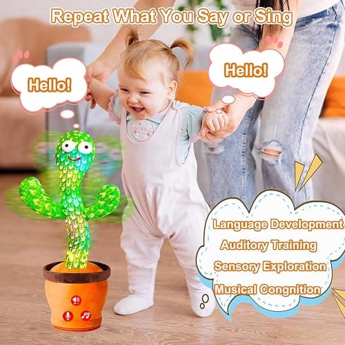 Vitosup Volume Adjustable Dancing Talking Cactus Toy, Interactive Baby Toys Mimicking Singing Repeating, Kids Baby Toys Gifts for Boys Girls, Xmas Gifts for Grandkids, Stocking Stuffers for Kids thumbnail 6
